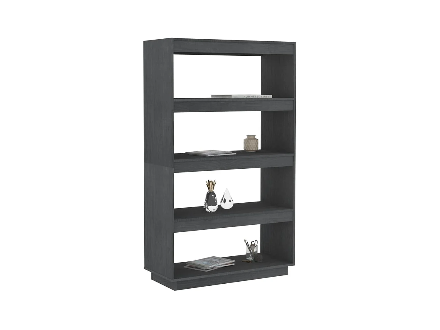 Bibliothèque-Séparateur de pièce Gris 80x35x135 Pin massif