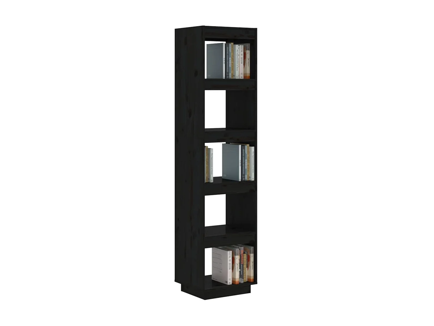 Bibliothèque-Séparateur de pièce Noir 40x35x167 Pin solide