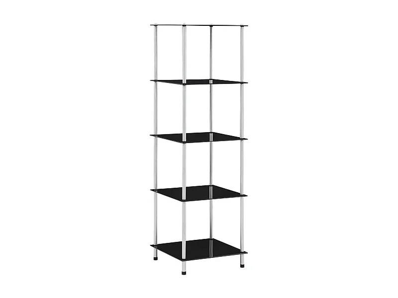 Étagère à 5 niveaux Noir 40x40x130 Verre trempé