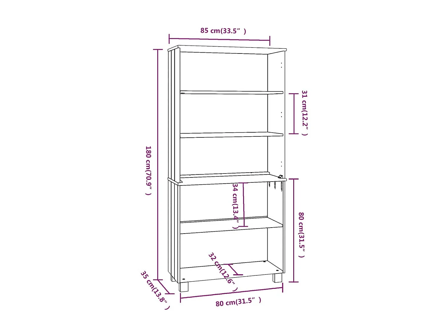 Buffet Bois massif de pin Gris foncé 2