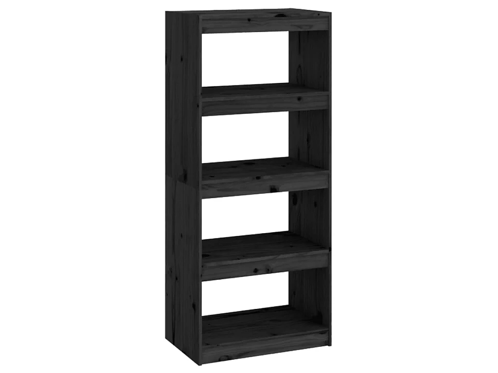 Bibliothèque-Séparateur de pièce Noir 60x30x135,5 Pin solide