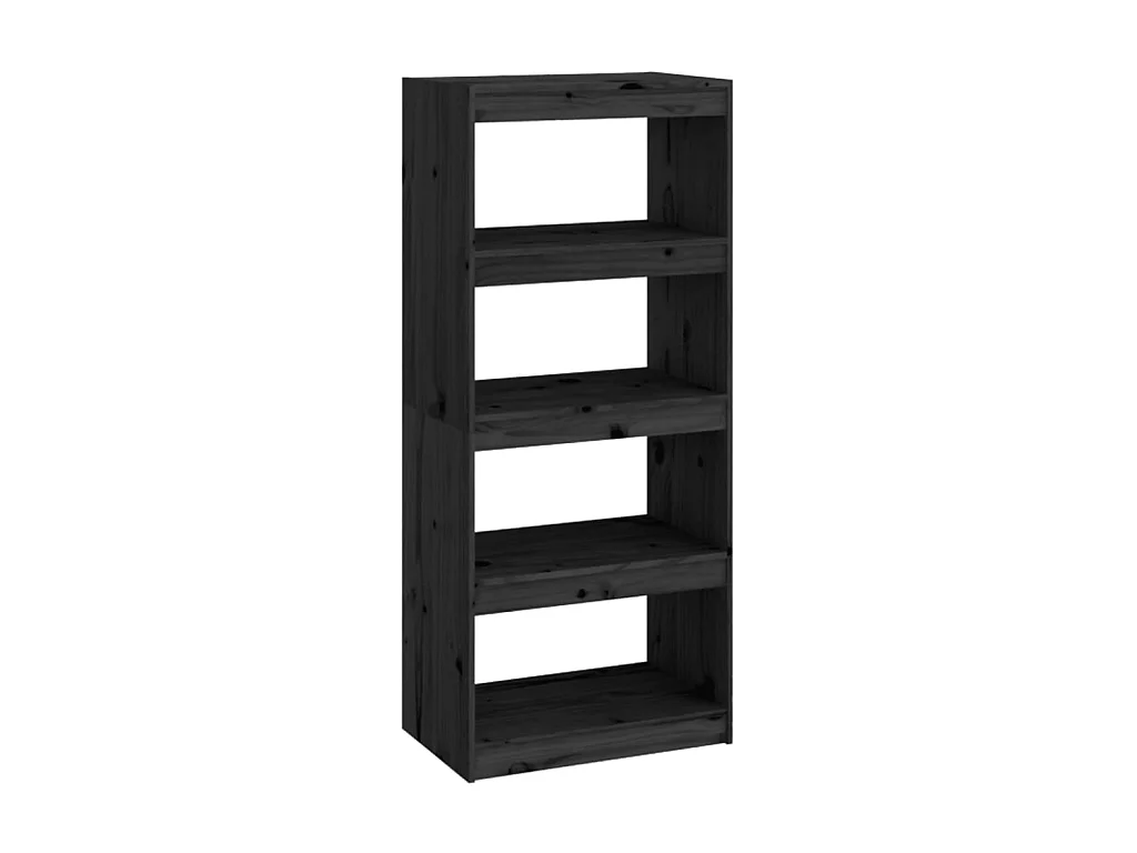 Bibliothèque-Séparateur de pièce Noir 60x30x135,5 Pin solide