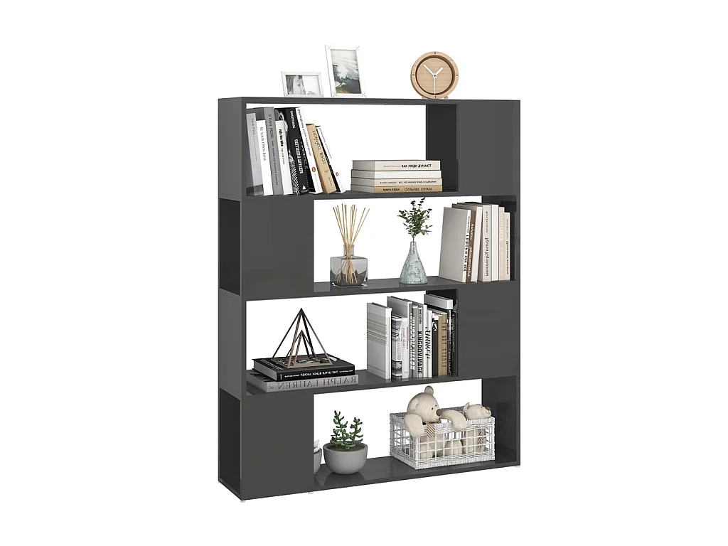 Bibliothèque-Séparateur de pièce Gris brillant 100x24x124