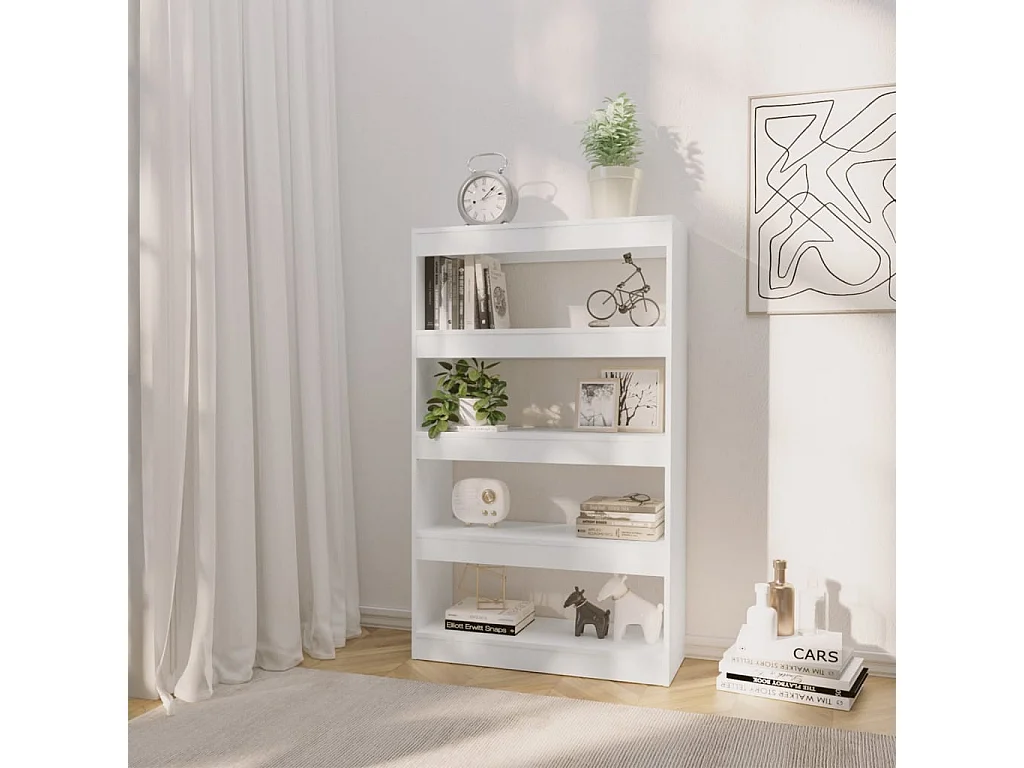 Bibliothèque-Séparateur de pièce Blanc 80x30x135