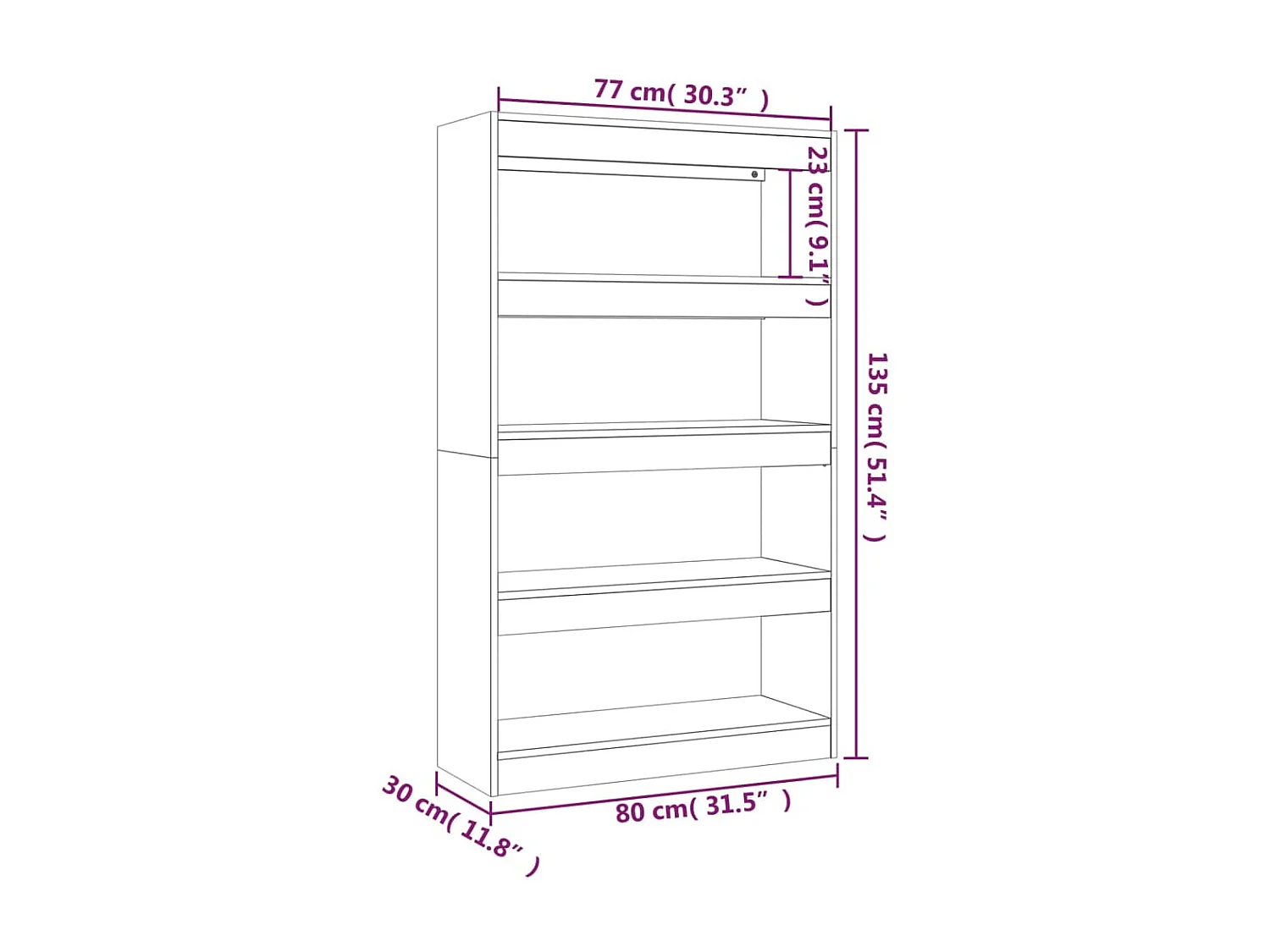 Bibliothèque-Séparateur de pièce Blanc 80x30x135