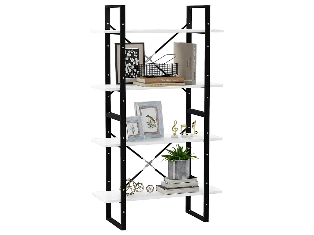 Bibliothèque à 4 niveaux Blanc 80x30x140