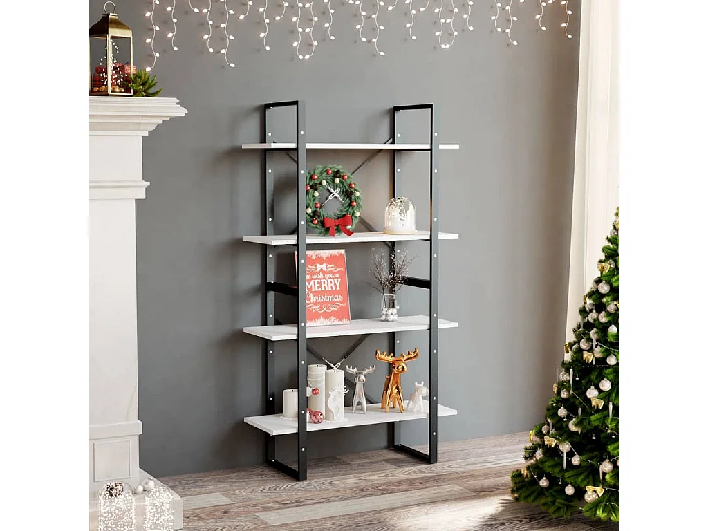 Bibliothèque à 4 niveaux Blanc 80x30x140