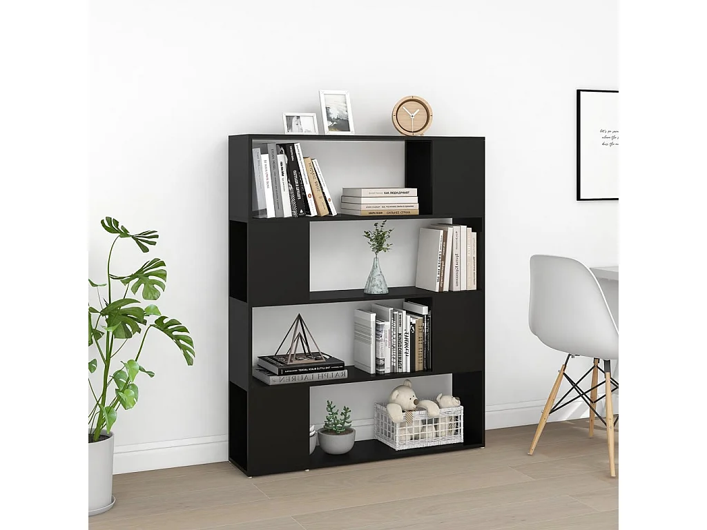 Bibliothèque-Séparateur de pièce Noir 100x24x124