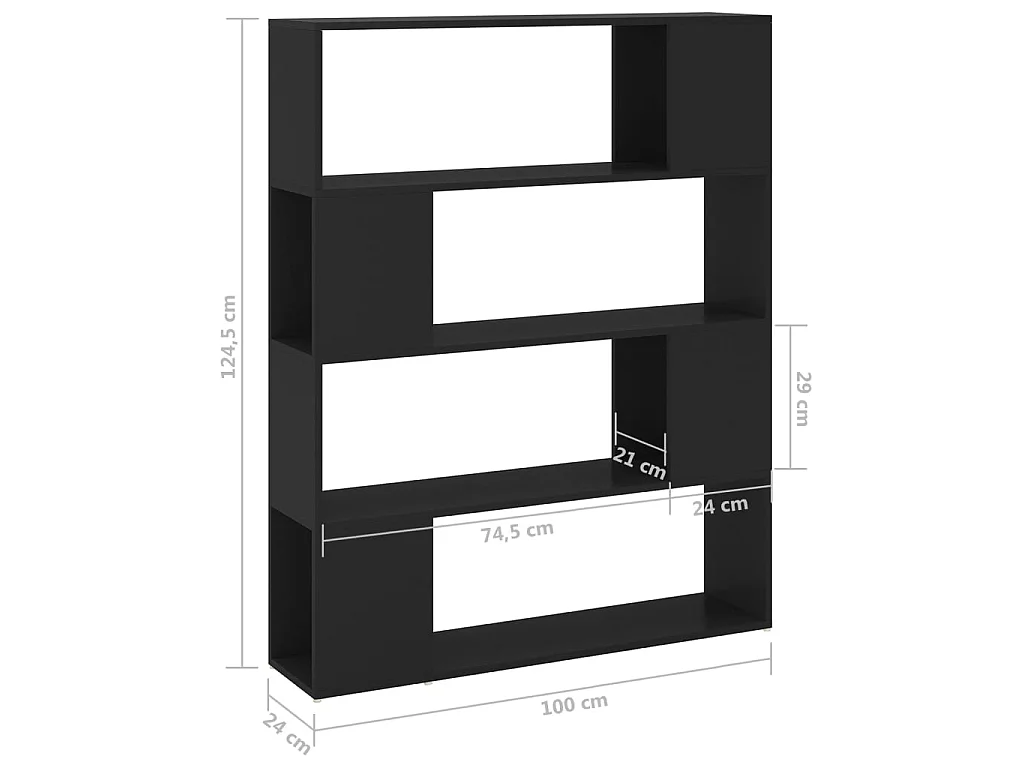 Bibliothèque-Séparateur de pièce Noir 100x24x124