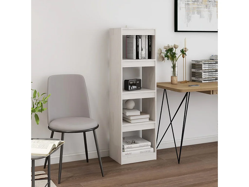 Bibliothèque-Séparateur de pièce Blanc 40x30x135,5 Pin massif