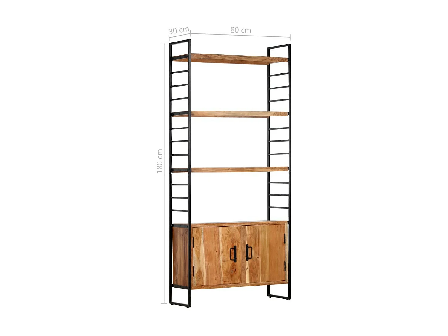 Bibliothèque à 4 niveaux 80x30x180 Bois d'acacia massif