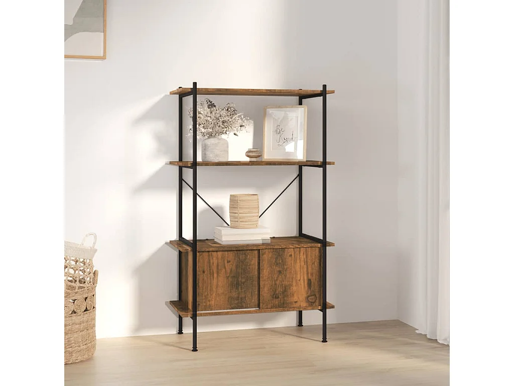Étagère à 4 niveaux armoire 80x40x130 Acier bois d'ingénierie