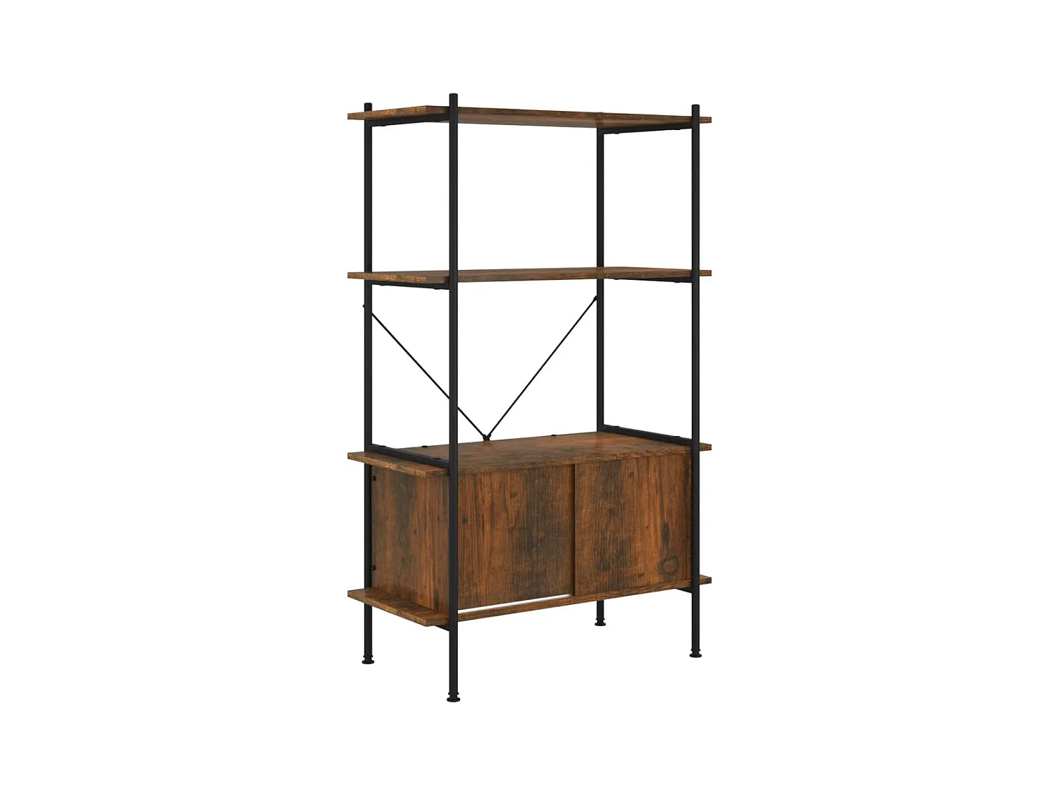 Étagère à 4 niveaux armoire 80x40x130 Acier bois d'ingénierie