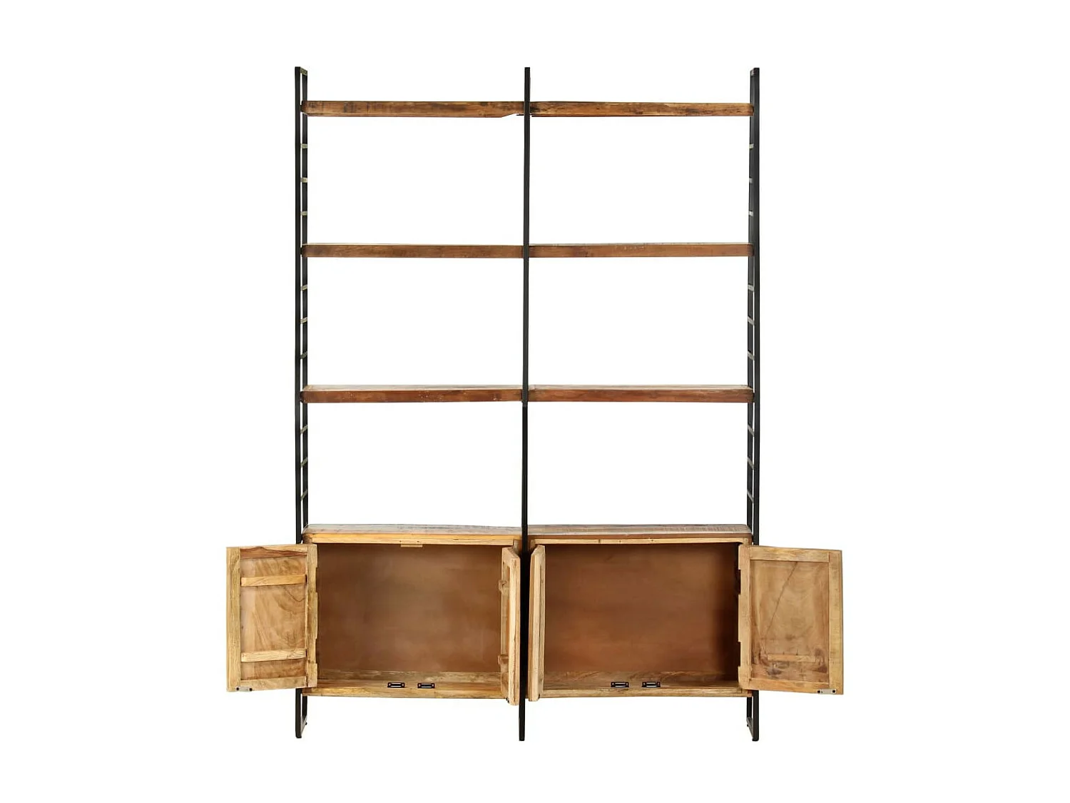 Bibliothèque 4 niveaux 124x30x180 Bois solide de récupération