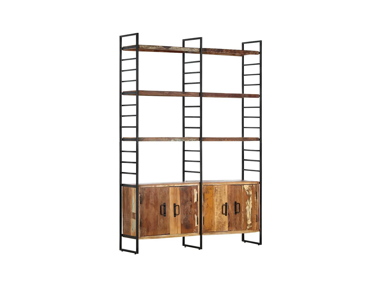 Bibliothèque 4 niveaux 124x30x180 Bois solide de récupération