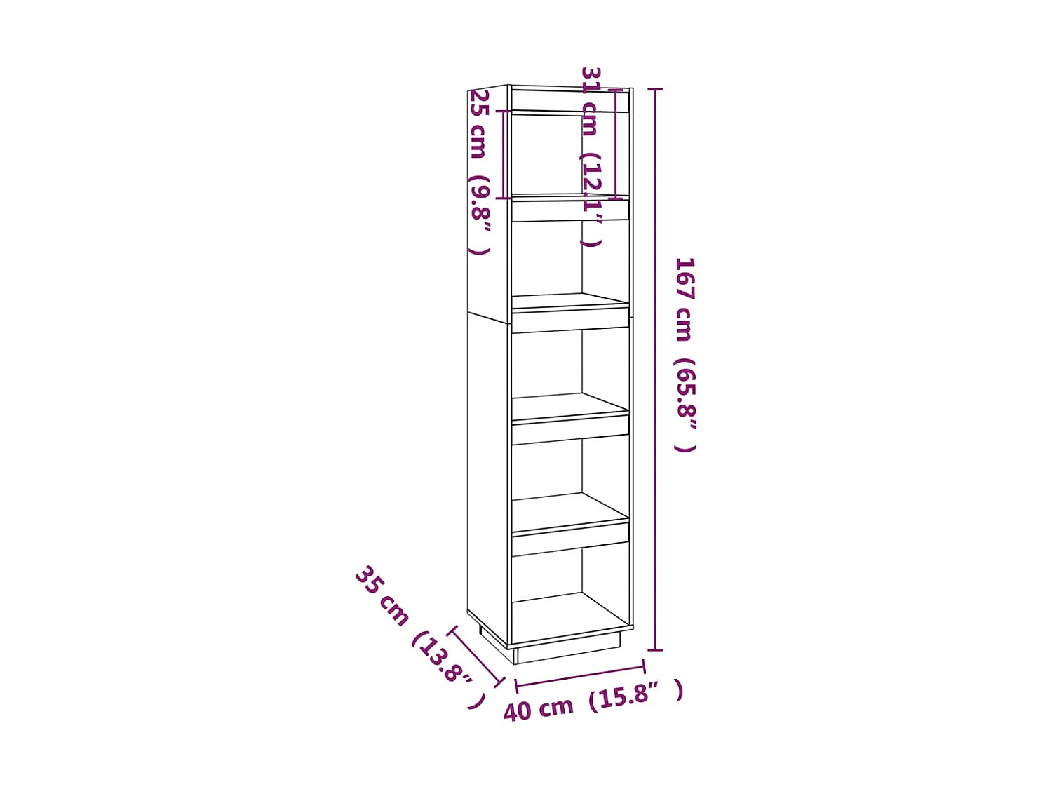 Bibliothèque-Séparateur de pièce Gris 40x35x167 Pin solide