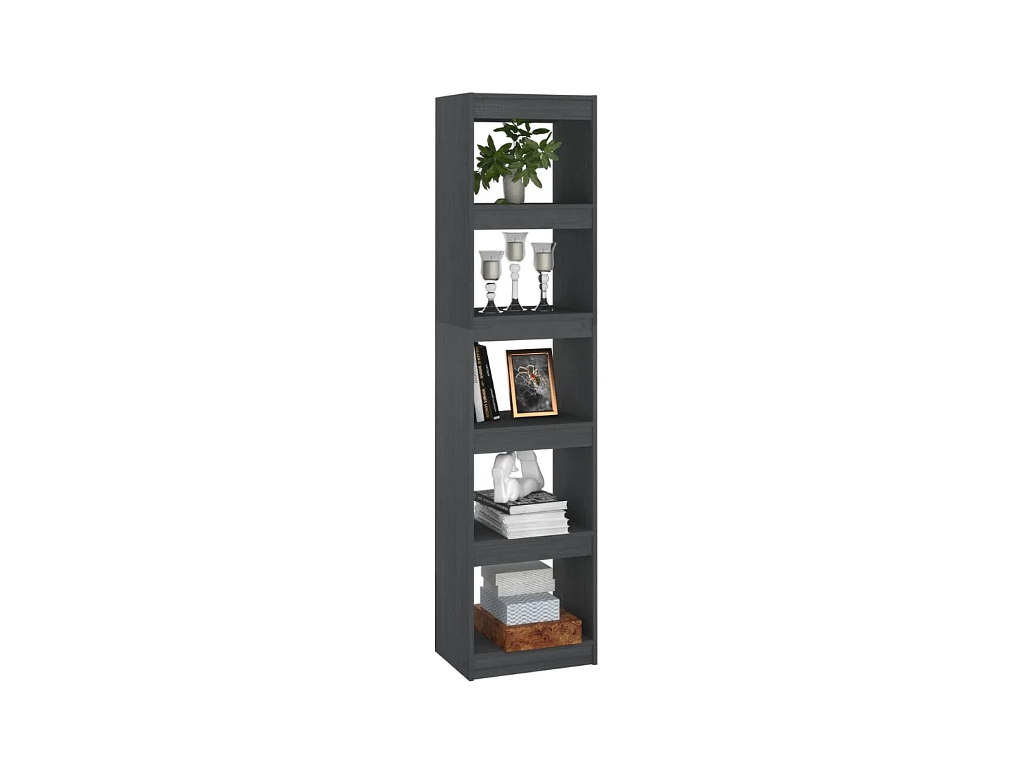 Bibliothèque-Séparateur de pièce Gris 40x30x167,5 Pin massif