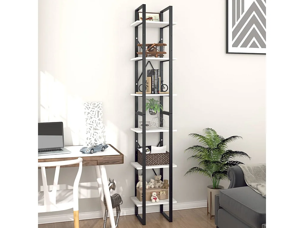 Bibliothèque à 6 niveaux Blanc 40x30x210