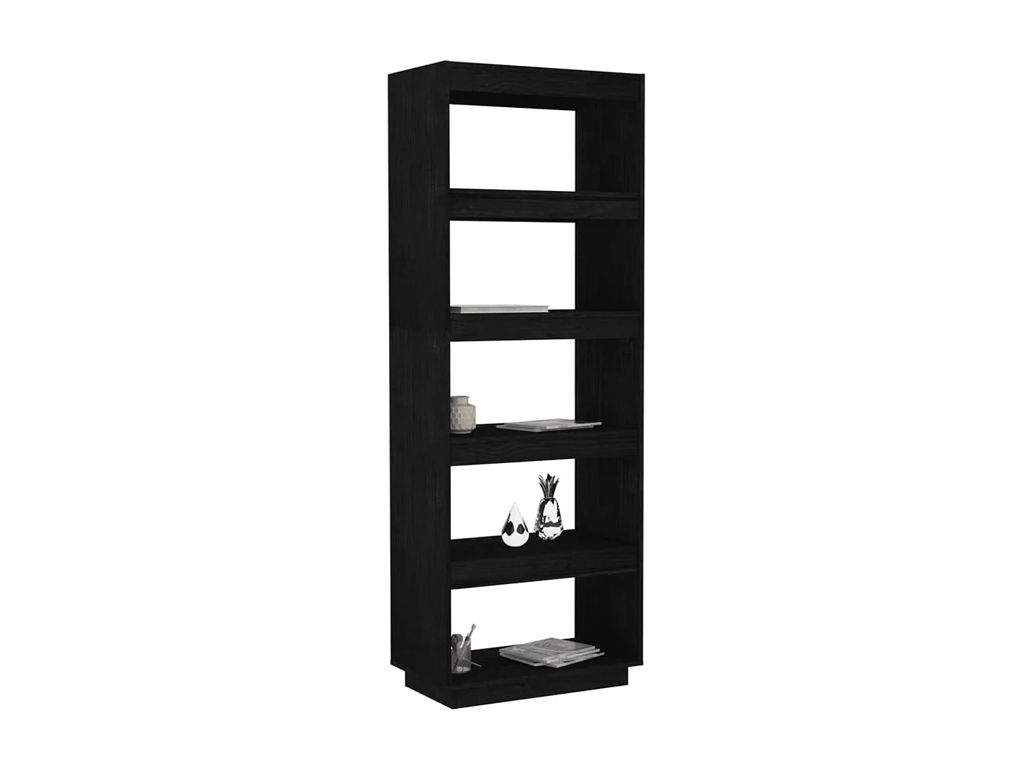 Bibliothèque-Séparateur de pièce Noir 60x35x167 Pin massif