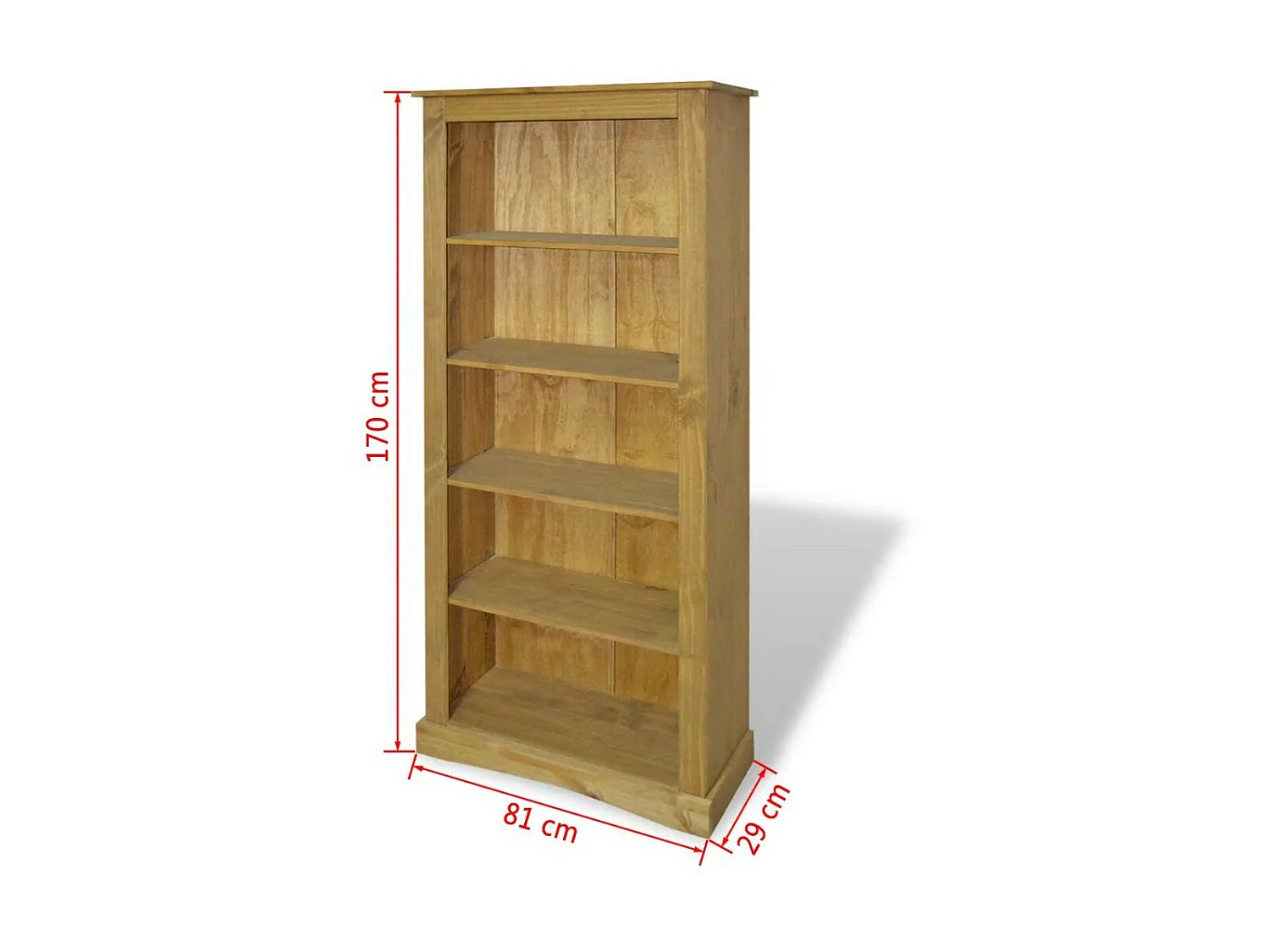 Bibliothèque 5 niveaux pin massif Houra 170cm