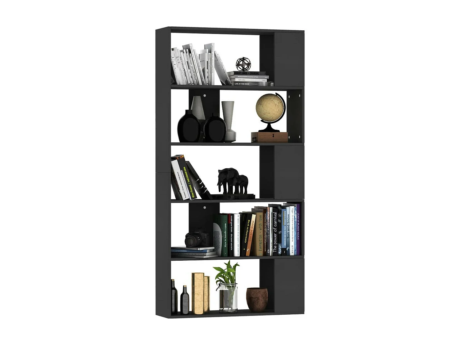 Bibliothèque-Séparateur de pièce Noir 80x24x159