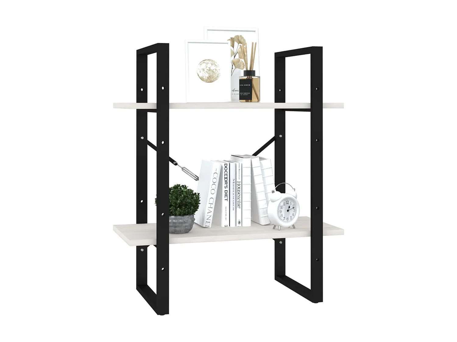 Bibliothèque à 2 niveaux Blanc 60x30x70 Bois de pin massif