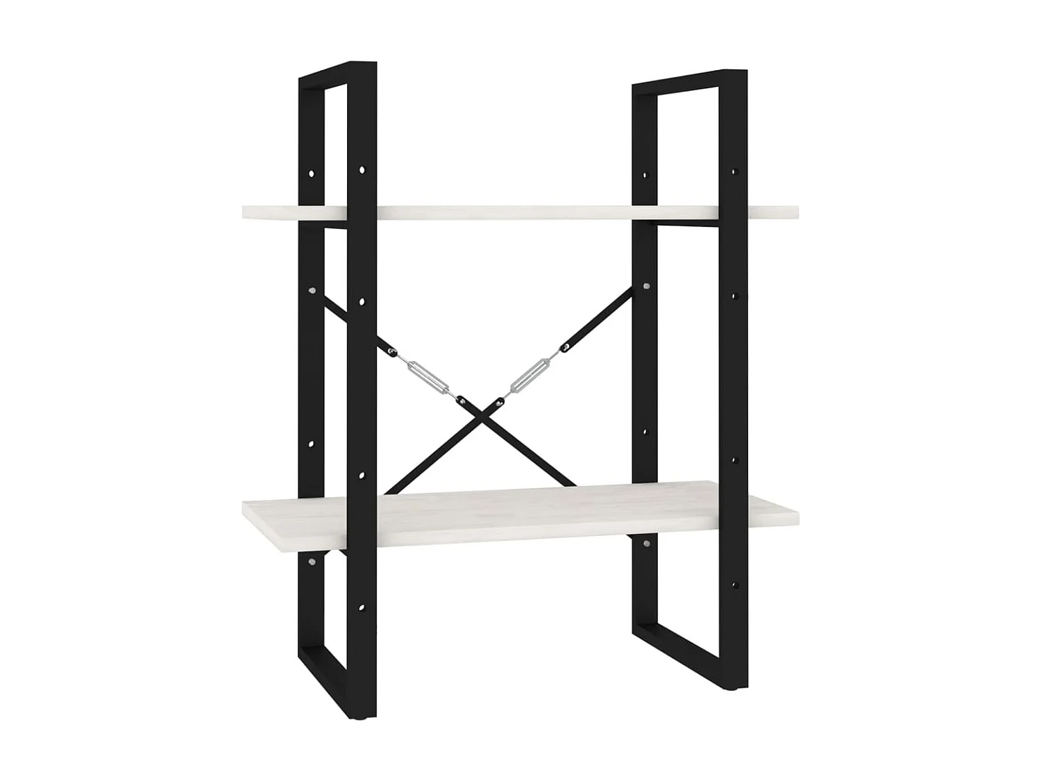 Bibliothèque à 2 niveaux Blanc 60x30x70 Bois de pin massif