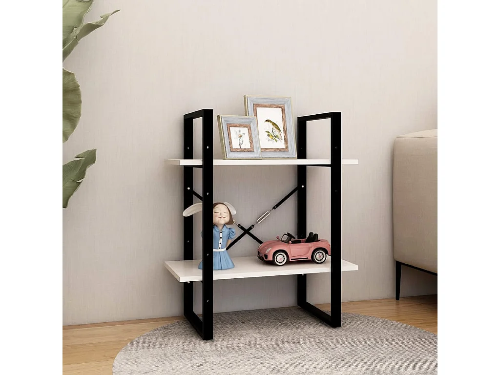 Bibliothèque à 2 niveaux Blanc 60x30x70 Bois de pin massif