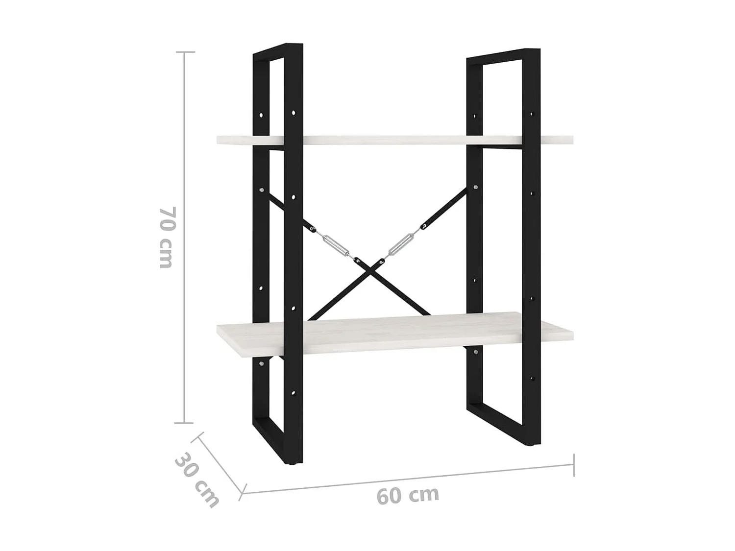 Bibliothèque à 2 niveaux Blanc 60x30x70 Bois de pin massif