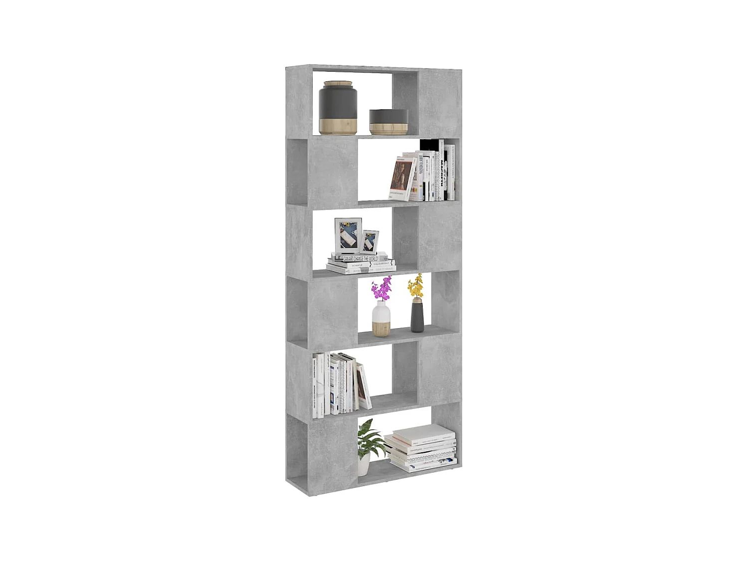 Bibliothèque-Séparateur de pièce Gris béton 80x24x186