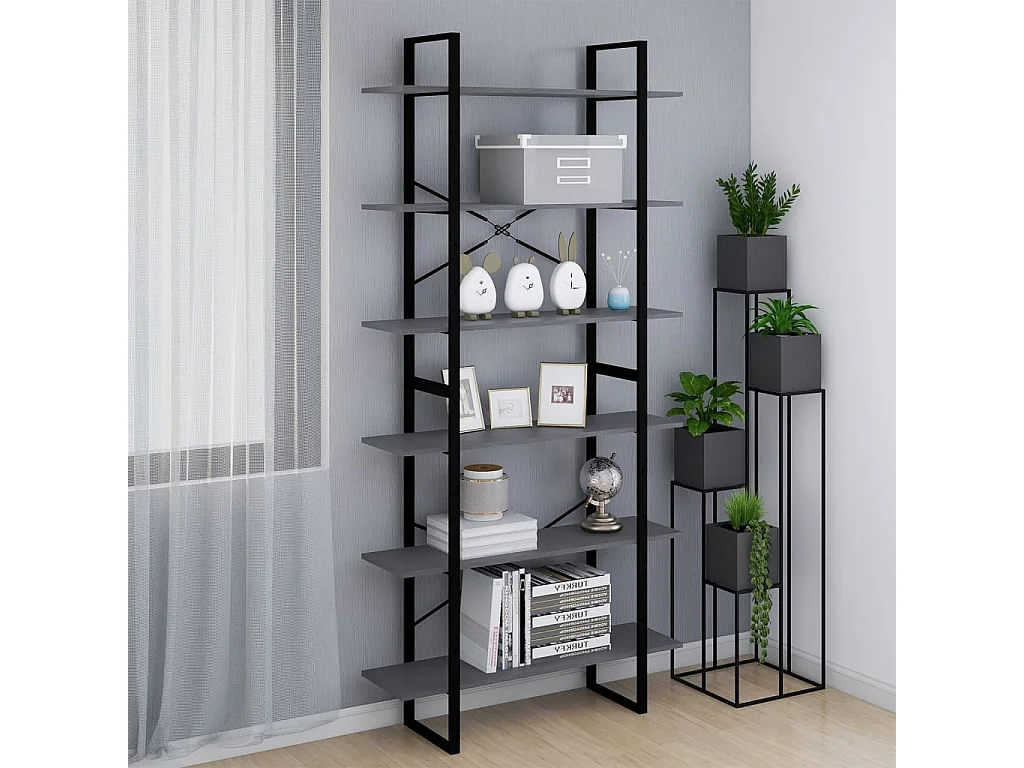 Armoire haute Gris 100x30x210 Bois de pin solide