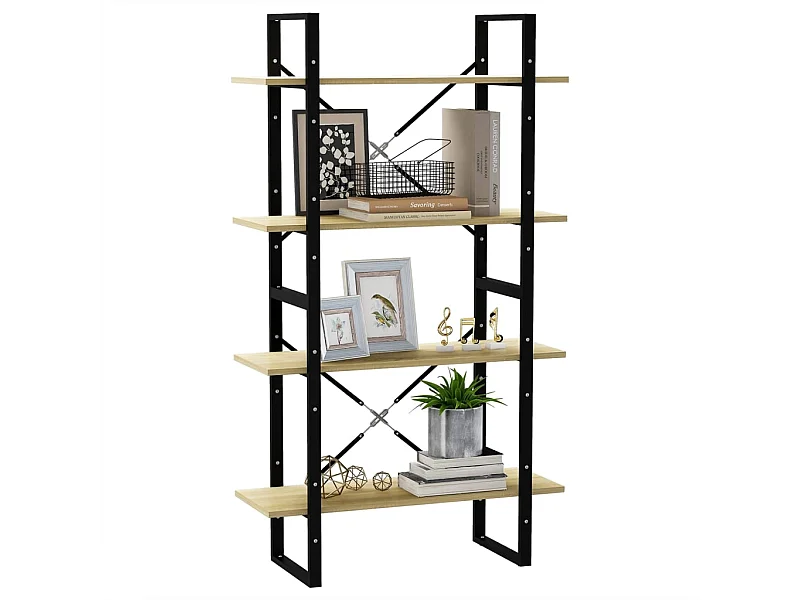 Bibliothèque à 4 niveaux Chêne sonoma 80x30x140