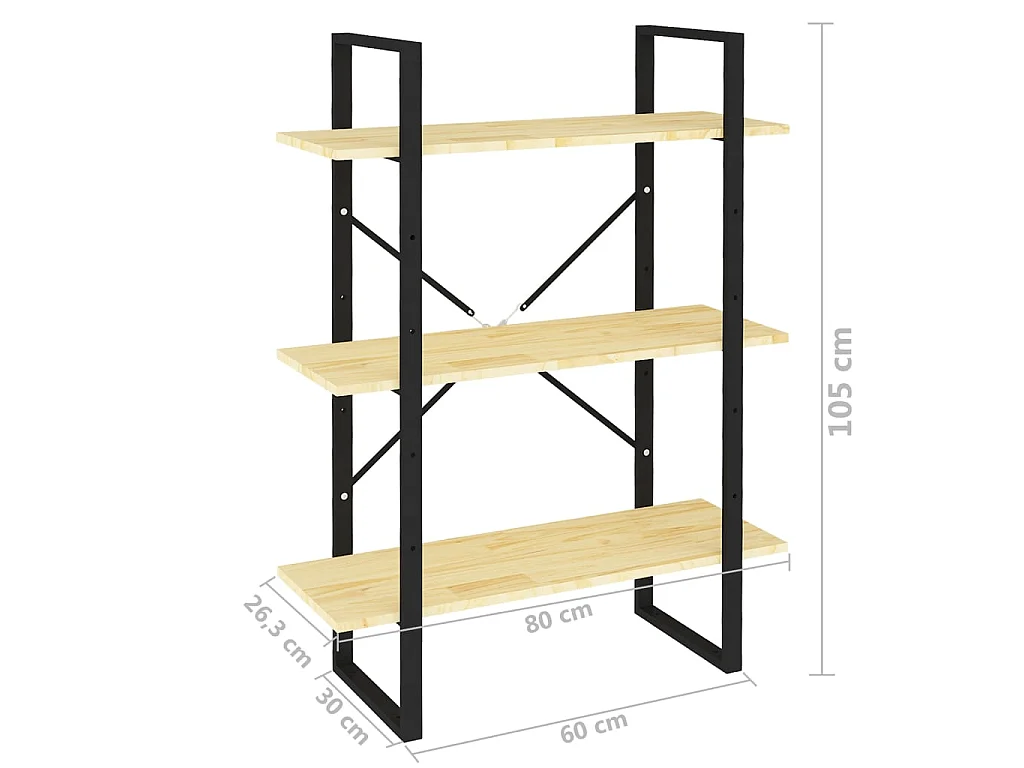 Bibliothèque à 3 niveaux 80x30x105 Bois de pin massif