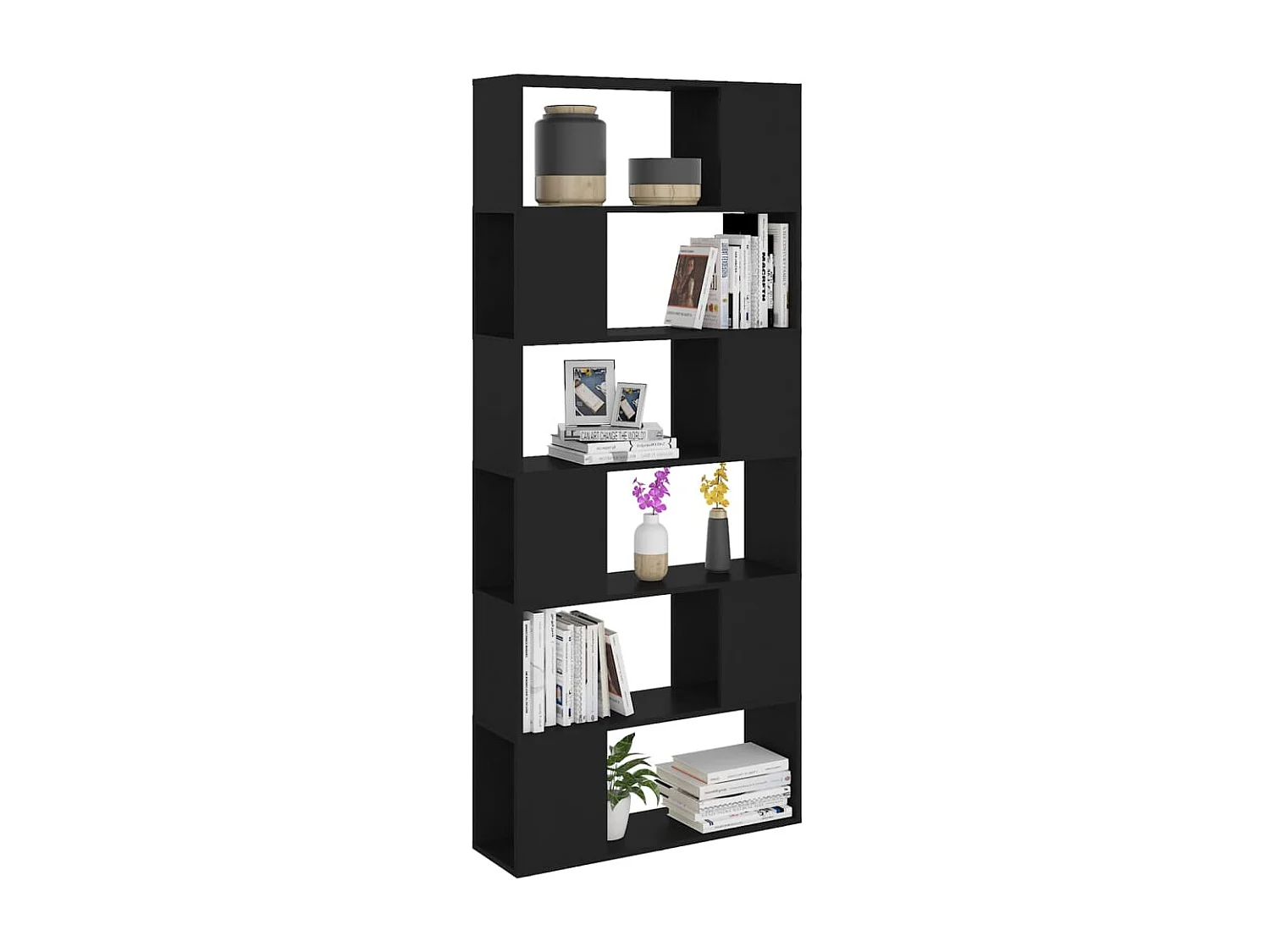 Bibliothèque-Séparateur de pièce Noir 80x24x186