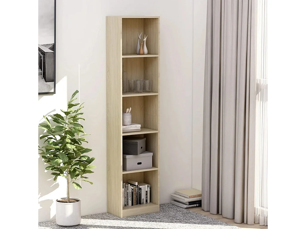 Bibliothèque à 5 niveaux Chêne sonoma 40x24x175
