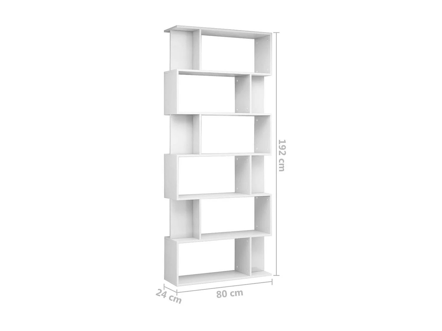 Bibliothèque-Séparateur de pièce Blanc brillant 80x24x192