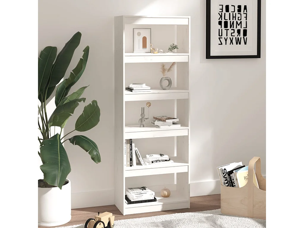 Bibliothèque-Cloison Blanc 60x30x167,5 Bois massif de pin