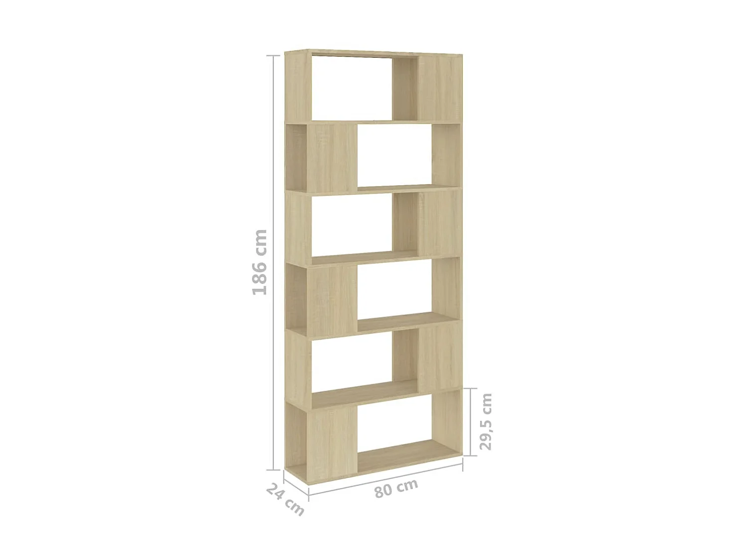 Bibliothèque-Séparateur de pièce Chêne sonoma 80x24x186