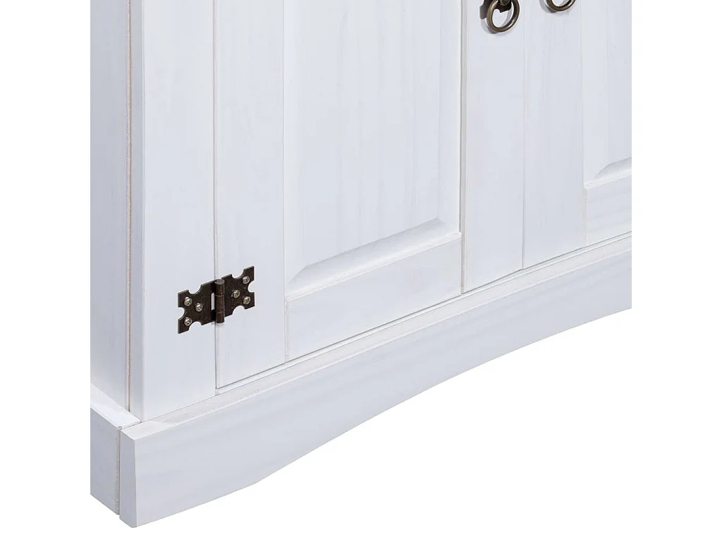Armoire de rangement 2 portes 3 étagères pin massif blanc et bois clair Harrie