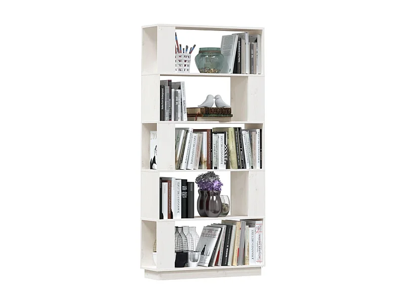 Bibliothèque-Séparateur de pièce Blanc 80x25x163,5 Pin solide