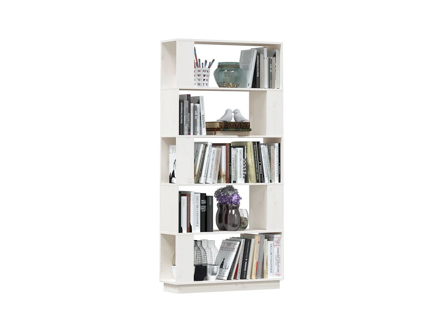 Bibliothèque-Séparateur de pièce Blanc 80x25x163,5 Pin solide