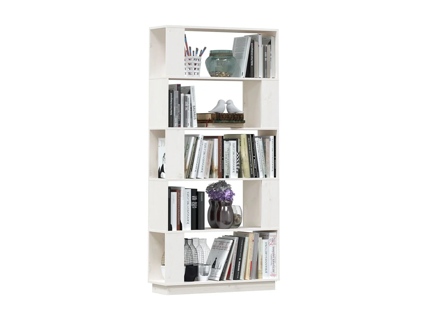 Bibliothèque-Séparateur de pièce Blanc 80x25x163,5 Pin solide