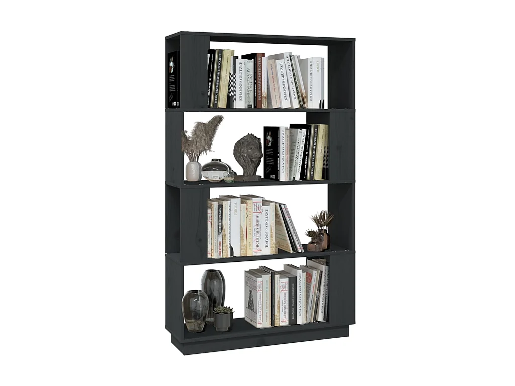Bibliothèque-Séparateur de pièce Gris 80x25x132 Pin solide