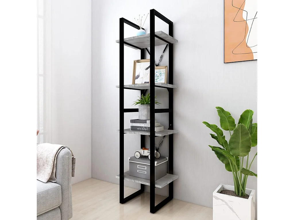 Bibliothèque 4 niveaux Sonoma gris 40x30x140 Bois