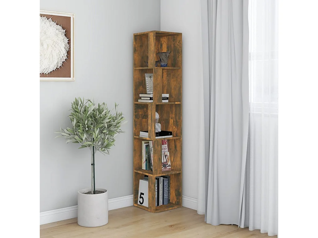 Armoire d'angle Chêne fumé 33x33x164,5 Bois d'ingénierie