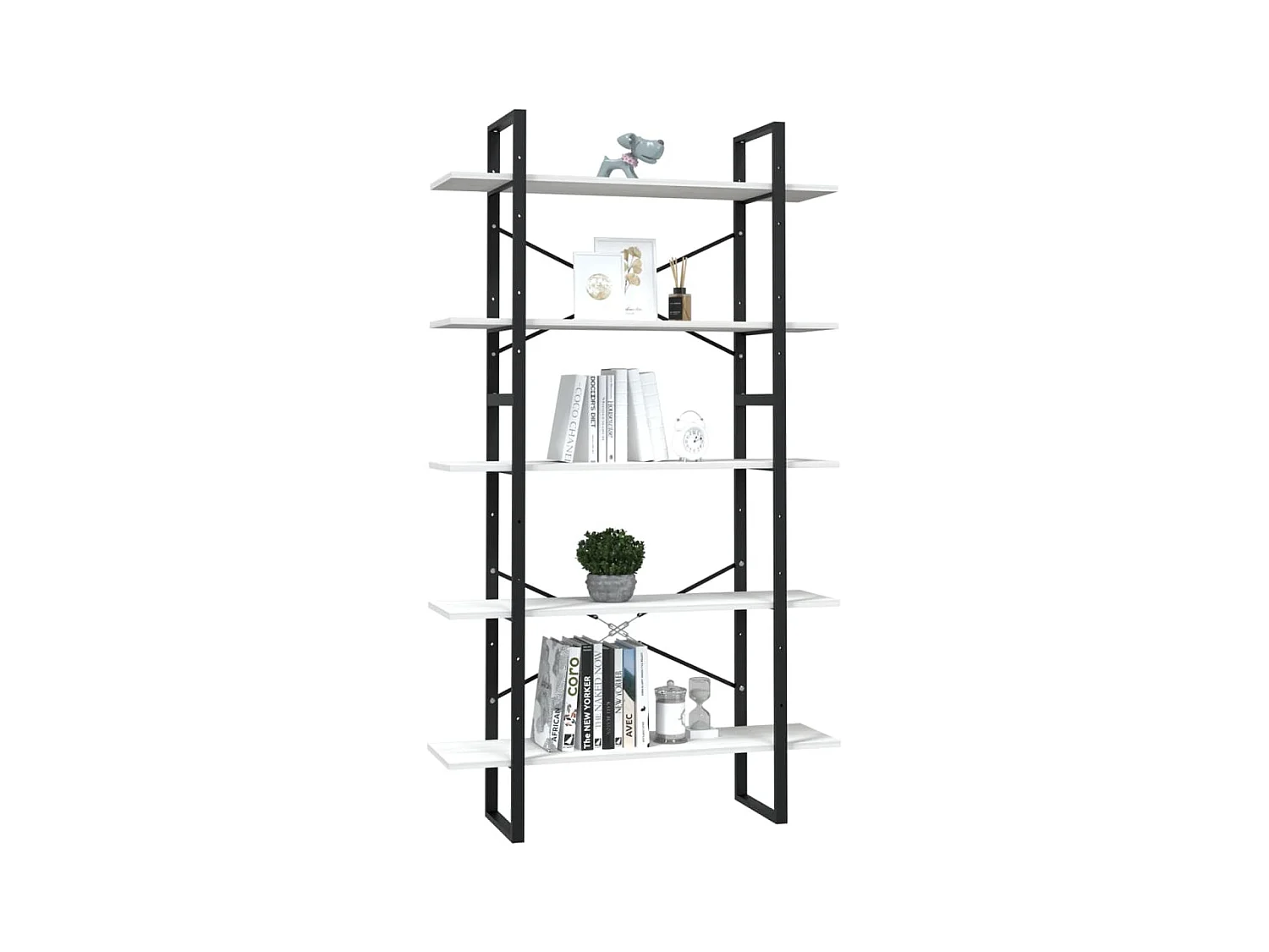 Bibliothèque à 5 niveaux Blanc 100x30x175 Bois de pin