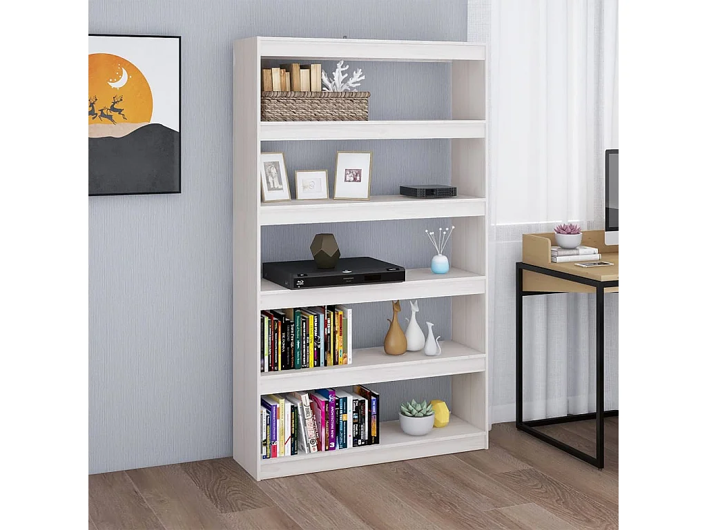 Bibliothèque-Séparateur de pièce Blanc 100x30x167,5 Pin