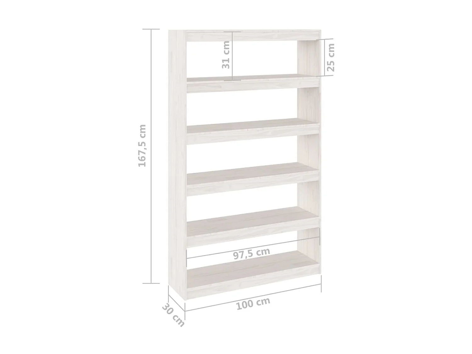Bibliothèque-Séparateur de pièce Blanc 100x30x167,5 Pin