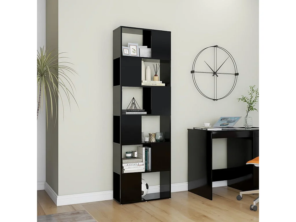 Bibliothèque-Séparateur de pièce Noir 60x24x186