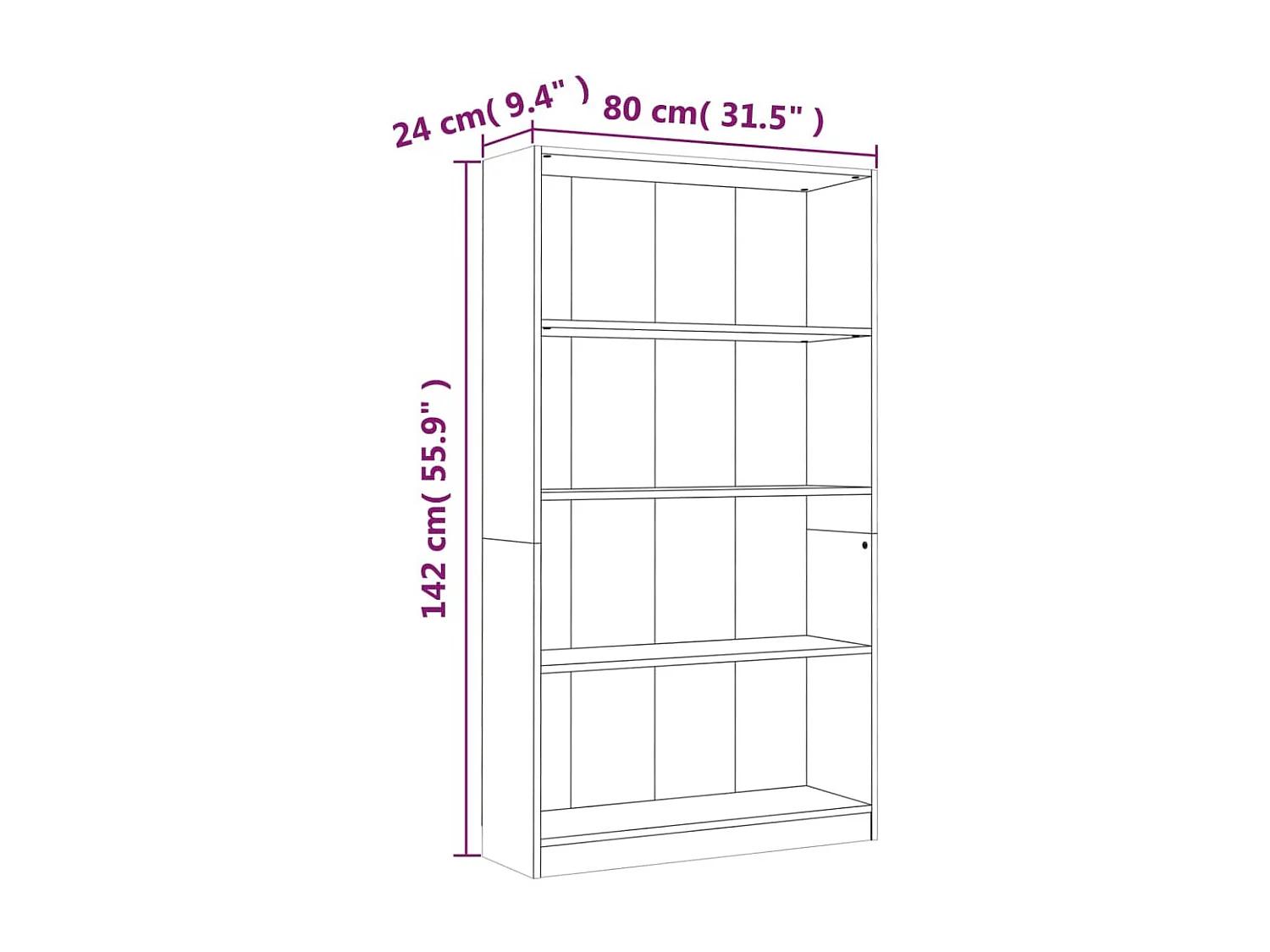 Bibliothèque 4 niveaux Chêne fumé 80x24x142 Bois d'ingénierie